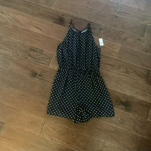 Black and white polka dot old navy short romper NWT